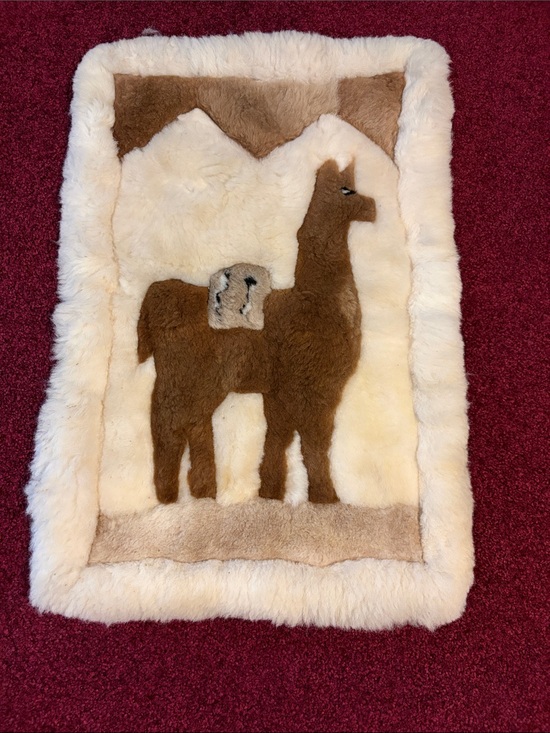 Peruvian Wonders Other - Brown Llama Sheepskin Rug - Cream Border